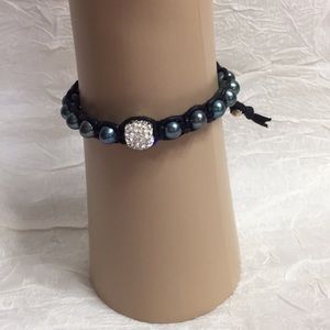 Faux Pearl and Rhinestone Bracelet